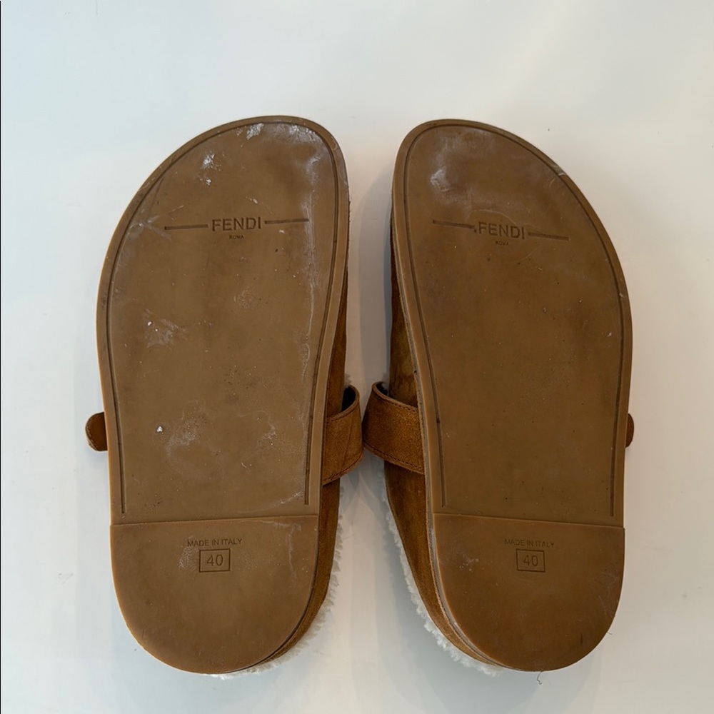 Fendi Gold and Brown Mules with Soft Lining - Picture 11 of 12